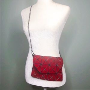 Red Geometric red chain flap bag